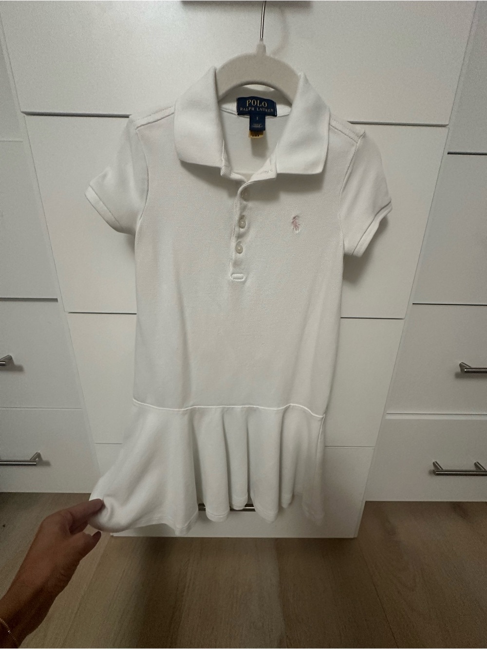 Polo by Ralph Lauren White Girls Polo Dress with Pink Pony